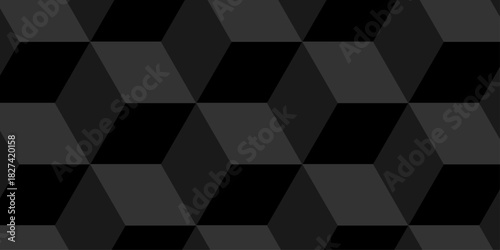 Cube structure wall vector box black square grid vintage. Modern cube wallpaper decoration tiles and mosaic seamless pattern.	
