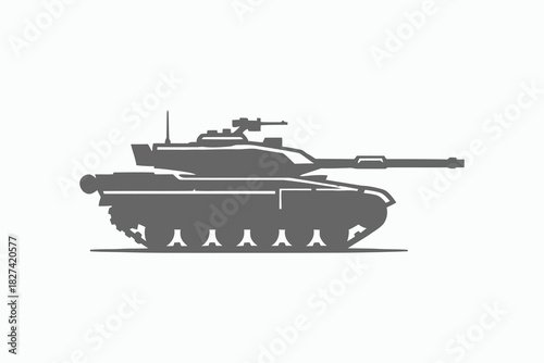 Gray silhouette of a military tank army vehicle