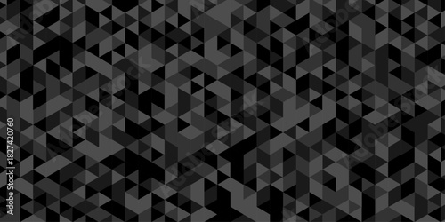 Abstract low polygon cubic black gray black design. vector poly triangle texture geometric pattern composed of triangular. geometric wall tile and metal cube background triangle wallpaper design.	