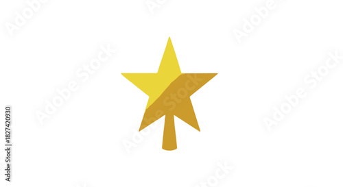 Stylized Christmas tree star topper icon graphic for holiday decoration and celebration success symbol isolated PNG with Transparent Background