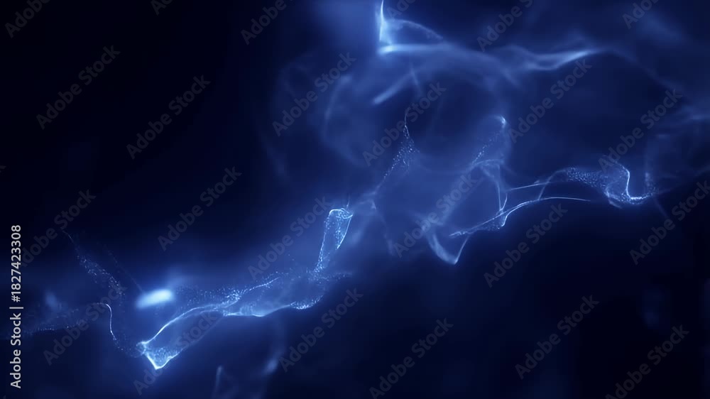 Electric blue glowing particle energy flow abstract motion background ...