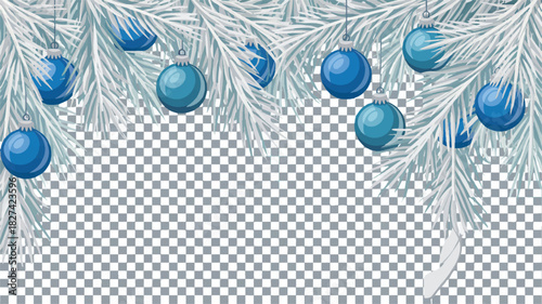 Elegant Christmas Ornament Border with Transparent Background - Festive New Year Design