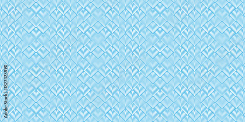 Seamless fabric geomatics overlapping retro line pattern design. Minimal overlap vector blue mosaic Pattern grid metal lines fabric square background.	