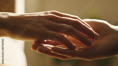 Wallpaper Mural A delicate and emotional moment of human connection captured in a close-up, one hand softly resting in another showing care and empathy Torontodigital.ca