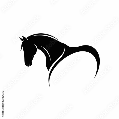 Elegant black horse silhouette showcasing grace and power in motion.