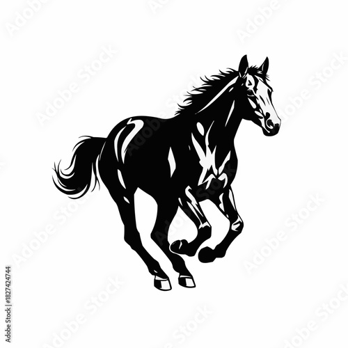 Powerful Galloping Horse Silhouette Dynamic Equine Motion.