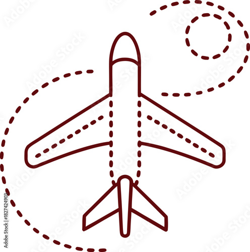 Airplane Flying with Dotted Flight Path 