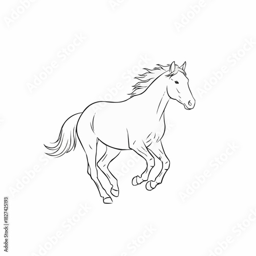 Galloping Horse Sketch - Dynamic Movement and Graceful Form.