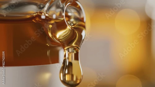 Wallpaper Mural Close-up of golden honey dripping from a jar with warm blurred background Torontodigital.ca