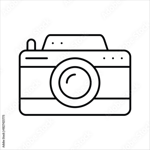 Minimalist Line Art Camera Icon Representing Photography, Digital Imaging, and Visual Content Creation - Ideal for App Interfaces, Web Design, and Creative Media Projects