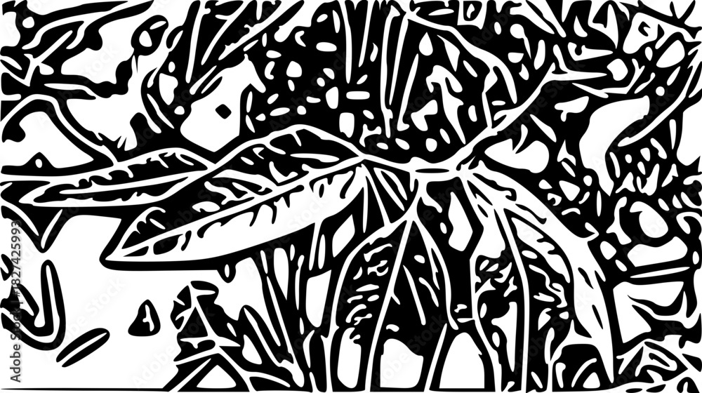 Fototapeta black and white seamless pattern