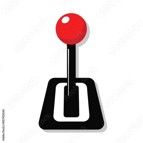 Red knob gear shift lever vector icon, automotive transmission control, car part, manual gear selector, stick shift graphic design element, speed, vehicle component, simple illustration