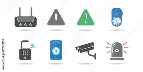 Security system icons set vector illustrations modern design