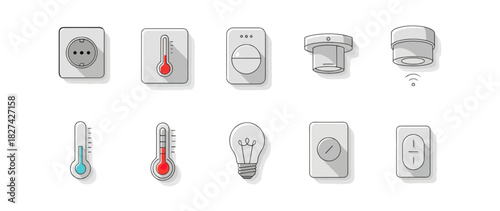 Smart home appliances and devices set illustration