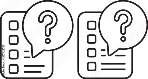 Two checklists with question marks isolated on are displayed