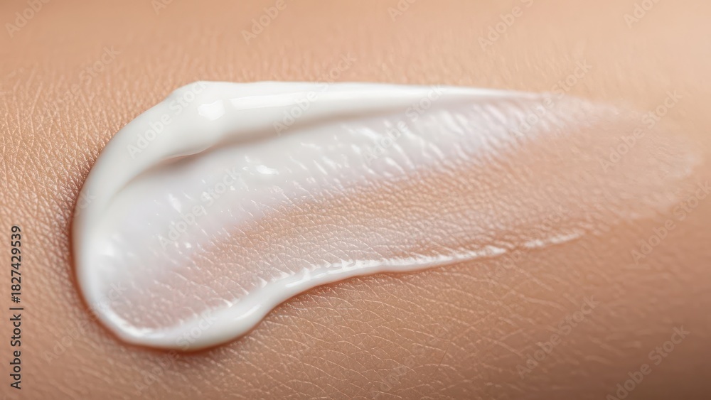 Fototapeta premium Smooth white lotion texture applied to healthy skin surface