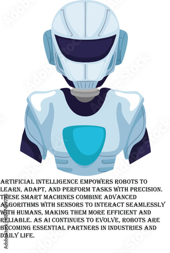PrStylized humanoid robot with AI-enhanced design and metallic surfaceint