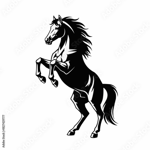 Majestic Rearing Horse Silhouette Dynamic Powerful Equine Art.