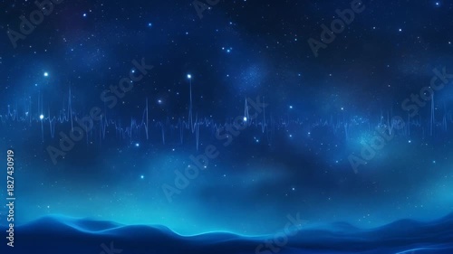 Deep Blue Space Nebula Background Starry Sky Audio Equalizer Loop