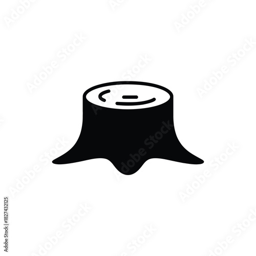 Simple black silhouette of a tree stump