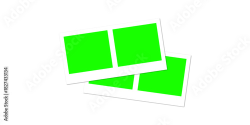 Blank Green Screen Photo Frame Template Mockup on Transparent Background