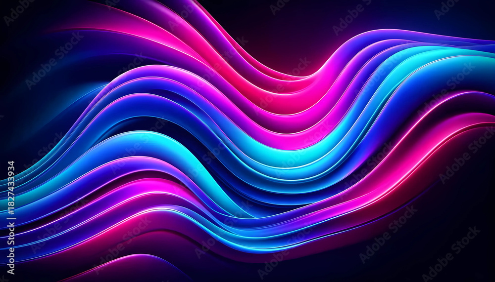 Fototapeta premium Futuristic Abstract Neon Wallpaper with Glossy Flowing Waves and Electric Colors