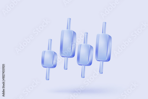 3D stock trading graph in market on background. Sell and buy money cash and exchange with finance business concept, earning investment. 3d bank trading vector icon for investment render illustration