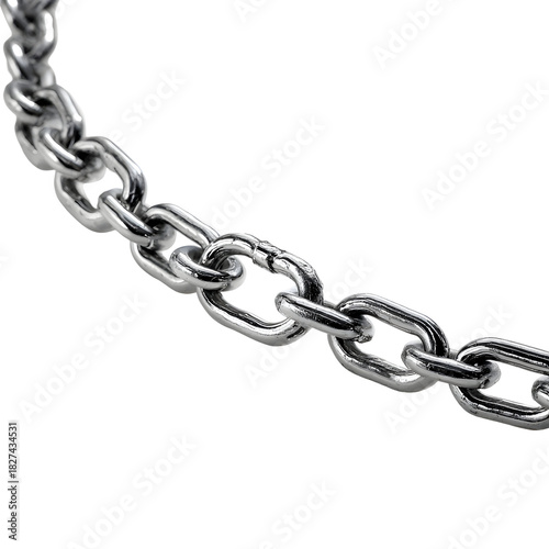 Interlocking Chain: A close-up view of a metallic chain link showcases intricate details, symbolising strength, connection and resilience.