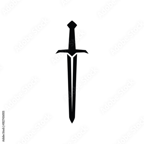 Black silhouette of a classic medieval sword