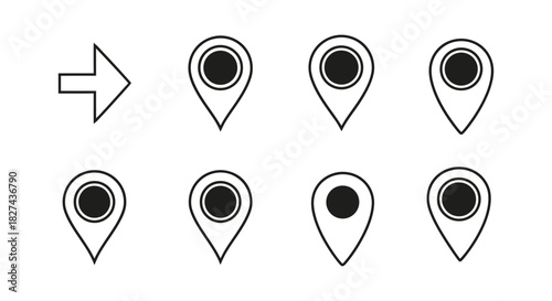 Explore location pin map pointer navigation destination position gps sign symbol marker direction arrow icons