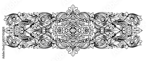 Floral filigree baroque vector ornament decorative design scrollwork flourish vintage art illustration 100