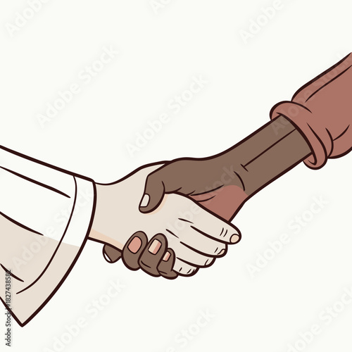 Diverse hands shaking in agreement symbolizing unity cooperation and mutual respect between different people