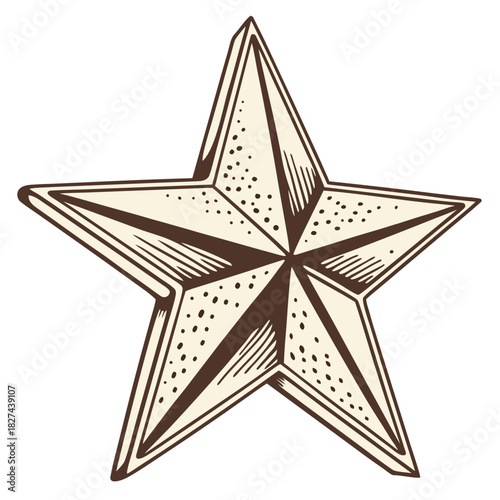 Handdrawn Artistic Star Shape Illustration with Detailed Shading Effect
