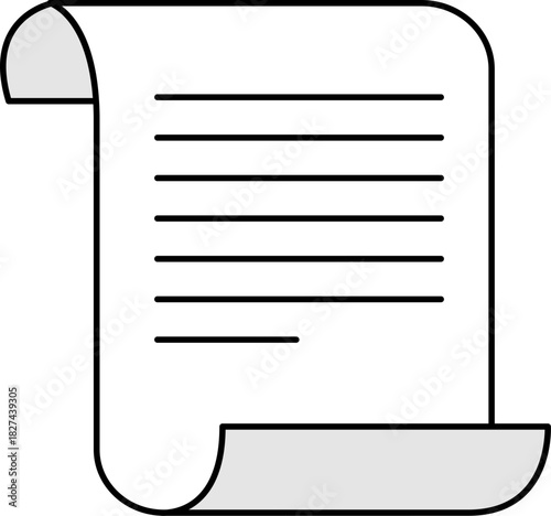 Hand Drawn Simple Curved Paper Sheet Scroll Document Graphic Element