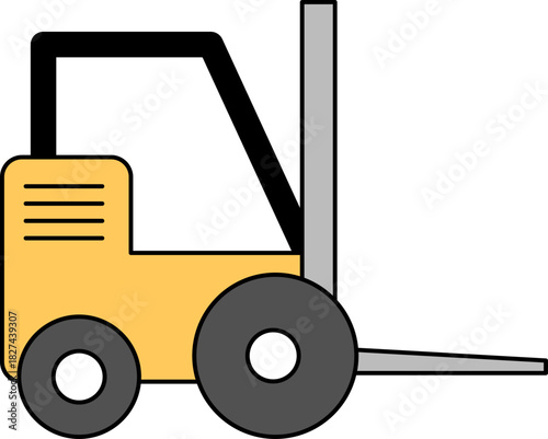 Simple Lineart Isolated Forklift Truck Transport Heavy Machinery Equipment Icon