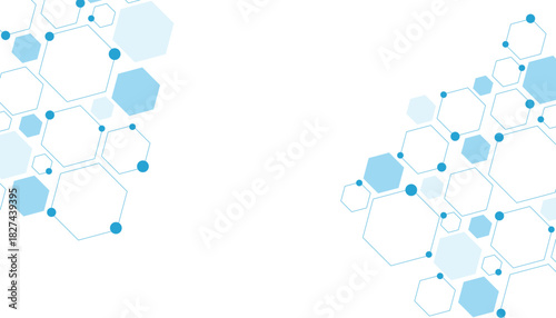 Science network pattern blue Hexagonal abstract background. Big Data Visualization structure elements . Health care and science medical pattern innovation. Template design with concept Dots and lines.