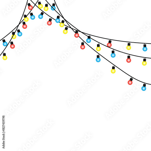 Festive Colorful String Lights Border - Party Decoration with Red, Yellow, and Blue Bulbs