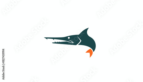 A stylized illustration of a marlin fish with a sharp bill and fins, depicted in profile against a white background.