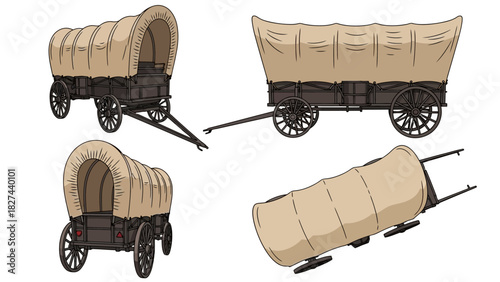 Covered Wagons Vintage Transportation for Historical Exploration and Outdoor Adventures