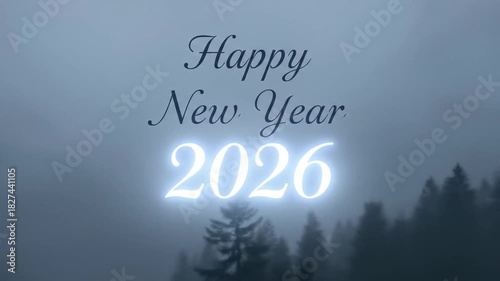 Enigmatic and Serene New Year 2026 Celebration with Ambient Fog Landscape