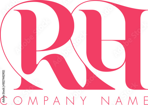 Creative Abstract Initial Letter RH Logo Design.