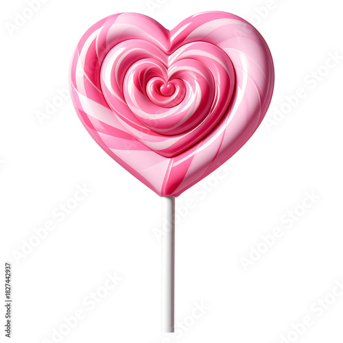 Whimsical Heart Shaped Swirl Lolipop With Pink Gradient Colors