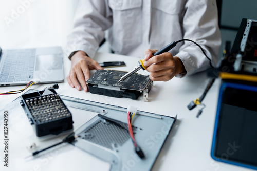 IT Engineer installing Hardware Equipment Development Facility Engineer  Maintenance computer Motherboard Electronic repair shop technology business