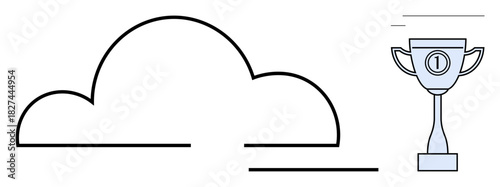 Cloud computing concept. Cloud computing with a trophy technological success and innovation. Cloud computing drives progress, achievement, and efficiency in modern industries. Great for technology
