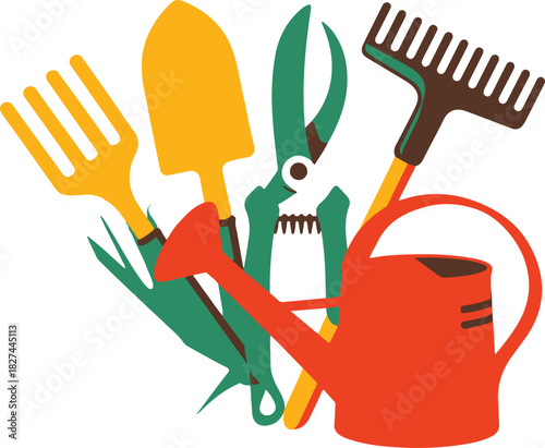 Gardening Tools Icons Vector | Outdoor Garden Illustration
