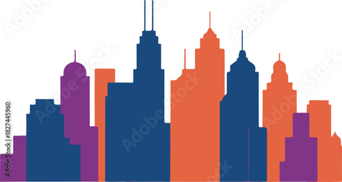colorful city skyline silhouette vector
