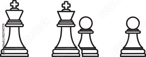 Chess pieces king and pawn outline illustration Keywords: chess, king, pawn, game, strategy