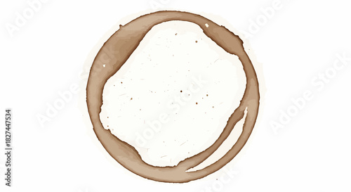 Coffee Stain Isolated on White Background Creates Grunge Texture and Organic Appearance