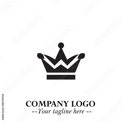 Elegant Black Crown Logo Symbol on a Clean White Background for Premium Branding Design