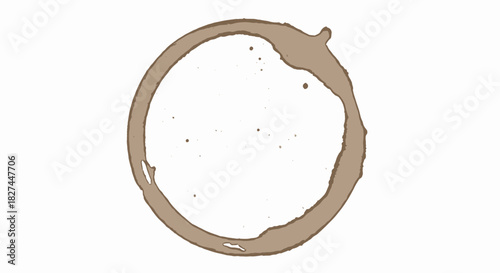 Abstract brown beverage stain ring texture on a clean white surface, perfect for grunge designs